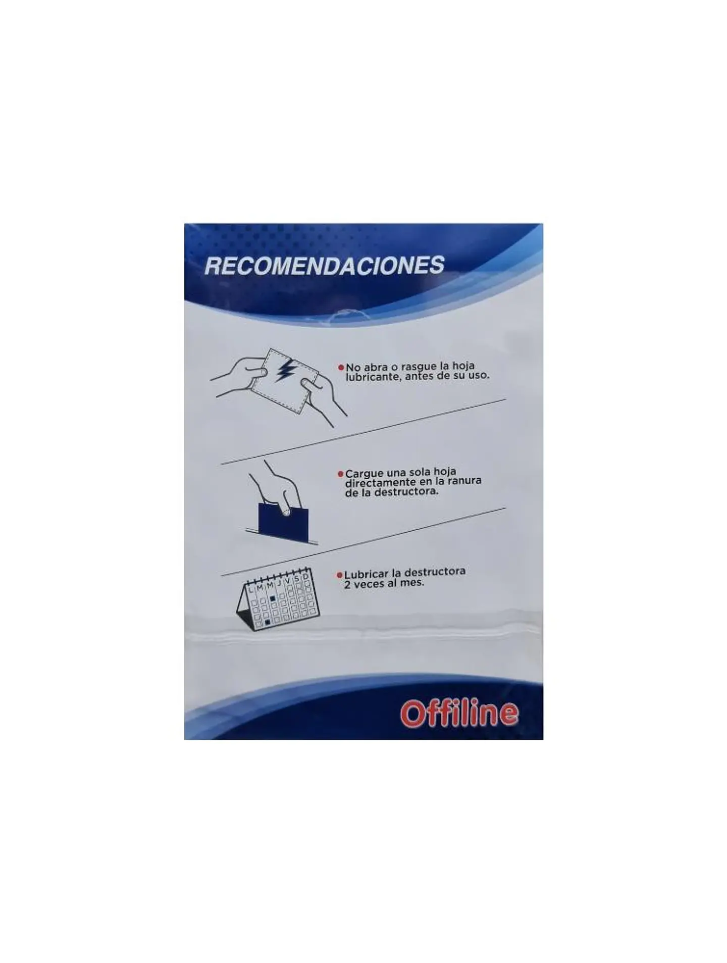 Hojas Lubricantes para Trituradoras de Papel Offiline 12 hojas 2