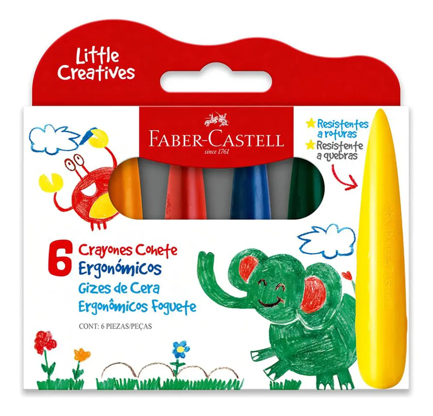 Crayón de Cera / Fácil Agarre 6 colores Faber Castel 1