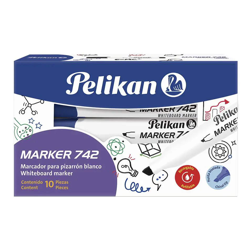 Pack 10 Plumones de Pizarra Azul Flash Marker 742 Pelikan 1