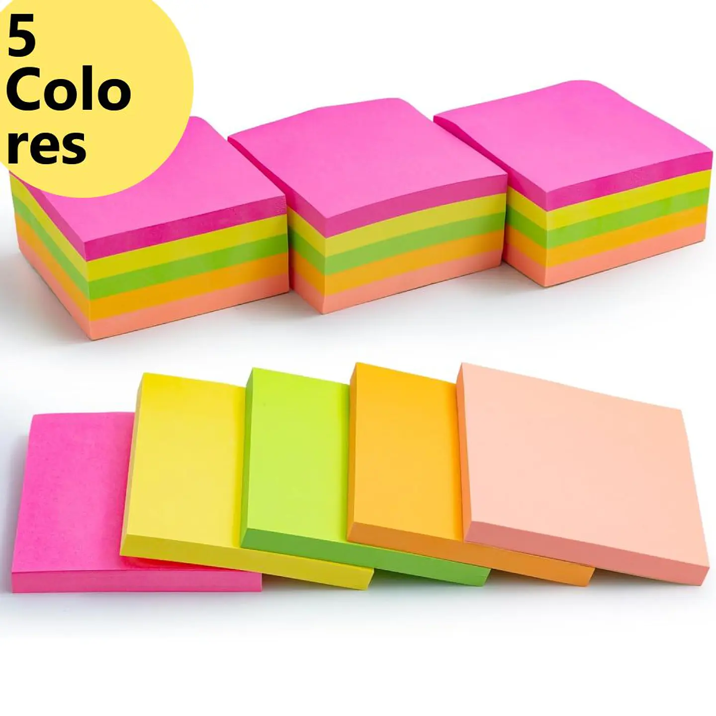 Notas Adhesivas Fluor 5 Colores 7,6 x 7,6 cm 500 un (100x Color) 1