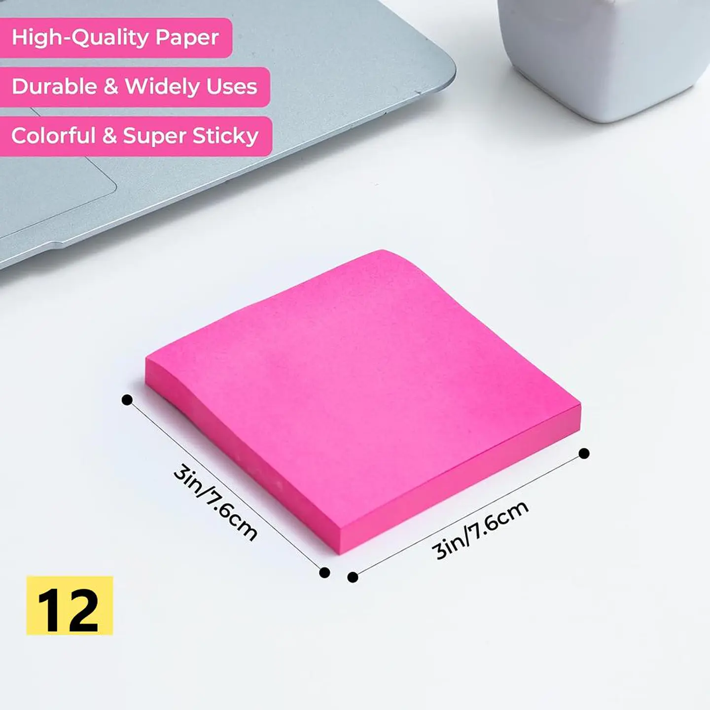Notas Adhesivas Fluor 5 Colores 7,6 x 7,6 cm 500 un (100x Color) 3