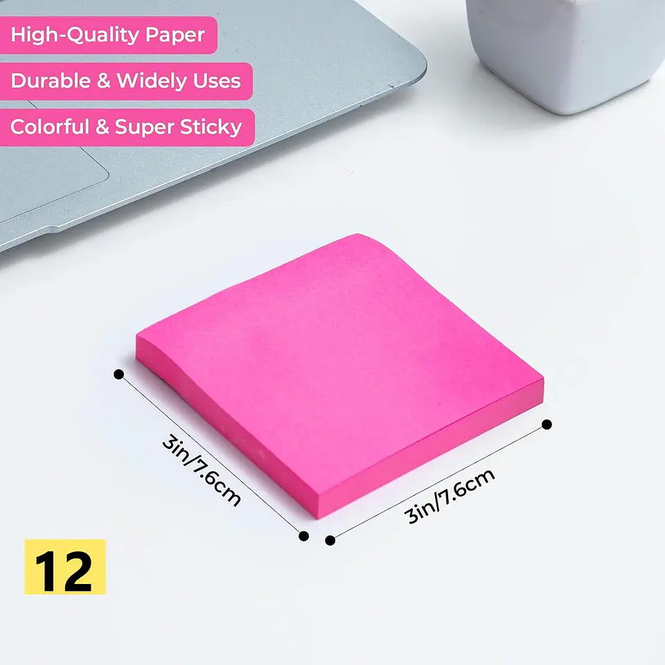 Notas Adhesivas Fluor 5 Colores 7,6 x 7,6 cm 500 un (100x Color) 3