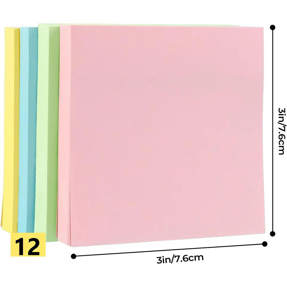 Notas Adhesivas Mate 4 Colores 7,6 x 7,6 cm 400 un (100x Color) 3
