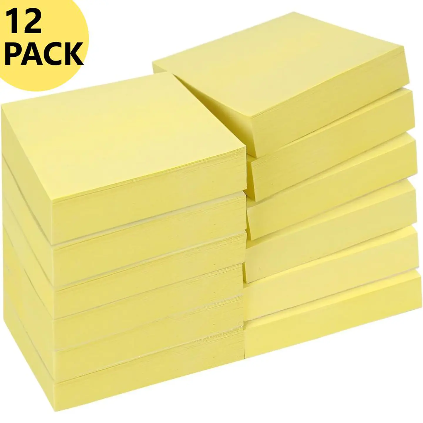 Pack 12 Notas Adhesivas 3,8 x 4,8 cm Amarillas 100 un 1