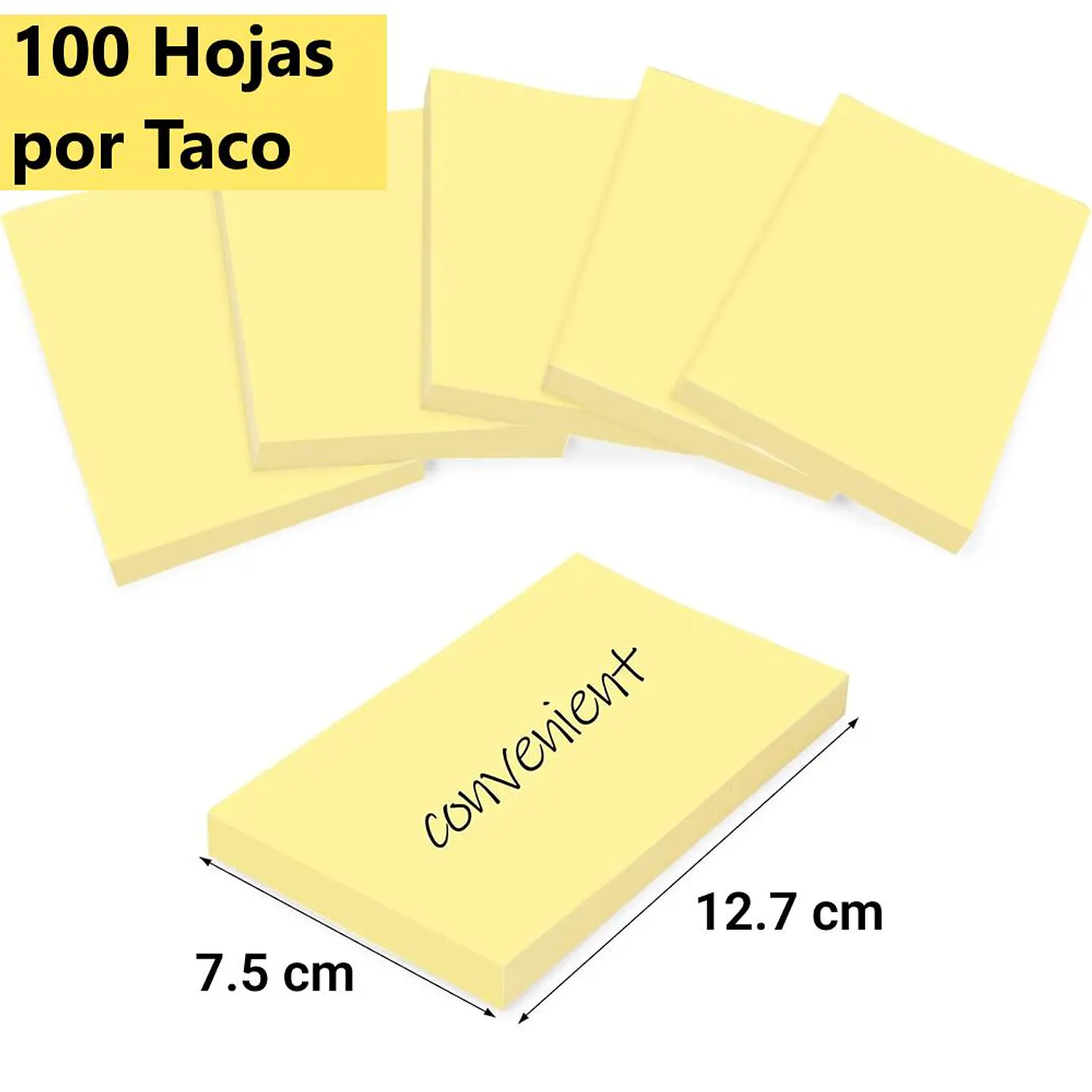 Pack 12 Notas Adhesivas 7,6 x 12,7 cm Amarillas 100 un 2