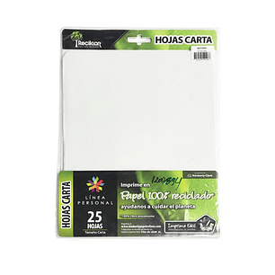 Hojas 100% recicladas tamaño carta 25 unidades Kimberly