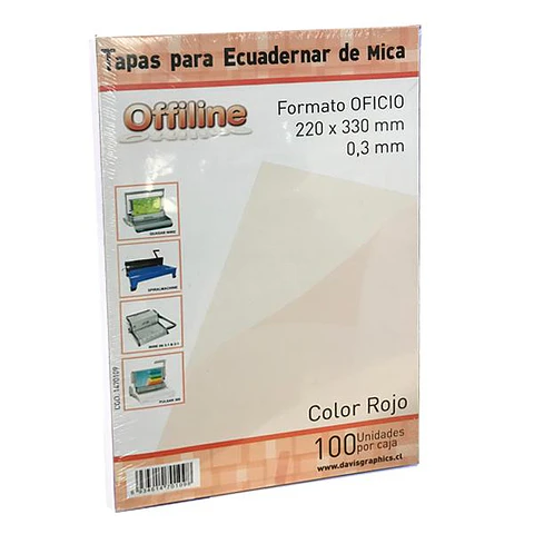 Tapa para encuadernar Mica Rojo Oficio 100 Unidades