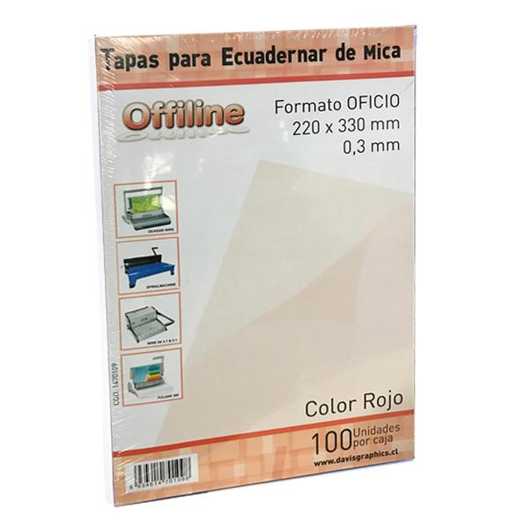 Tapa para encuadernar Mica Rojo Oficio 100 Unidades 1