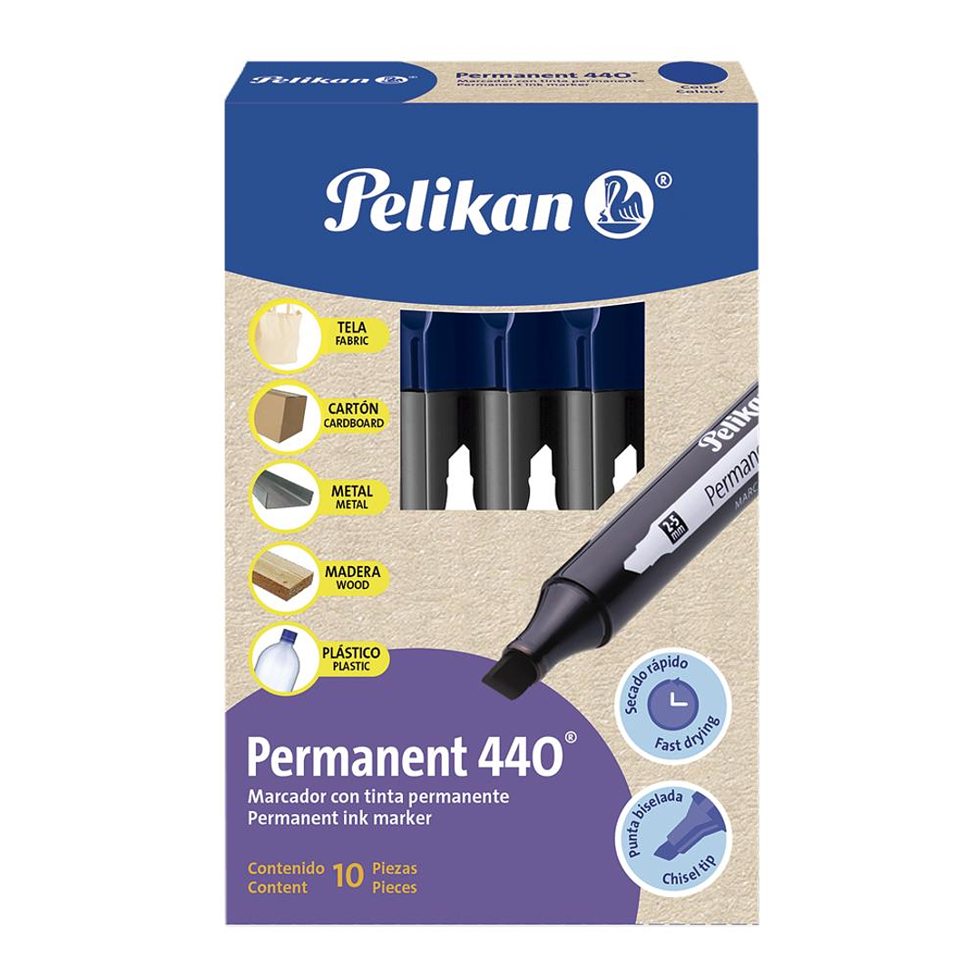 Pack 10 Plumón / Marcador Azul Permanente Punta Biselada 440 Pelikan 1