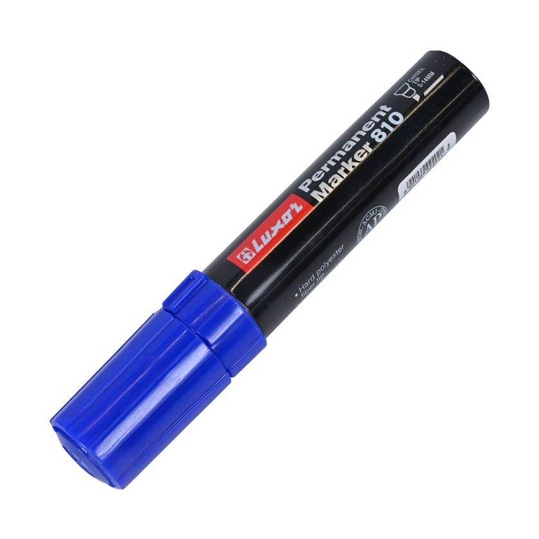 Pack 6 Marcadores Permanente Luxor 810 Azul - Punta Biselada 3