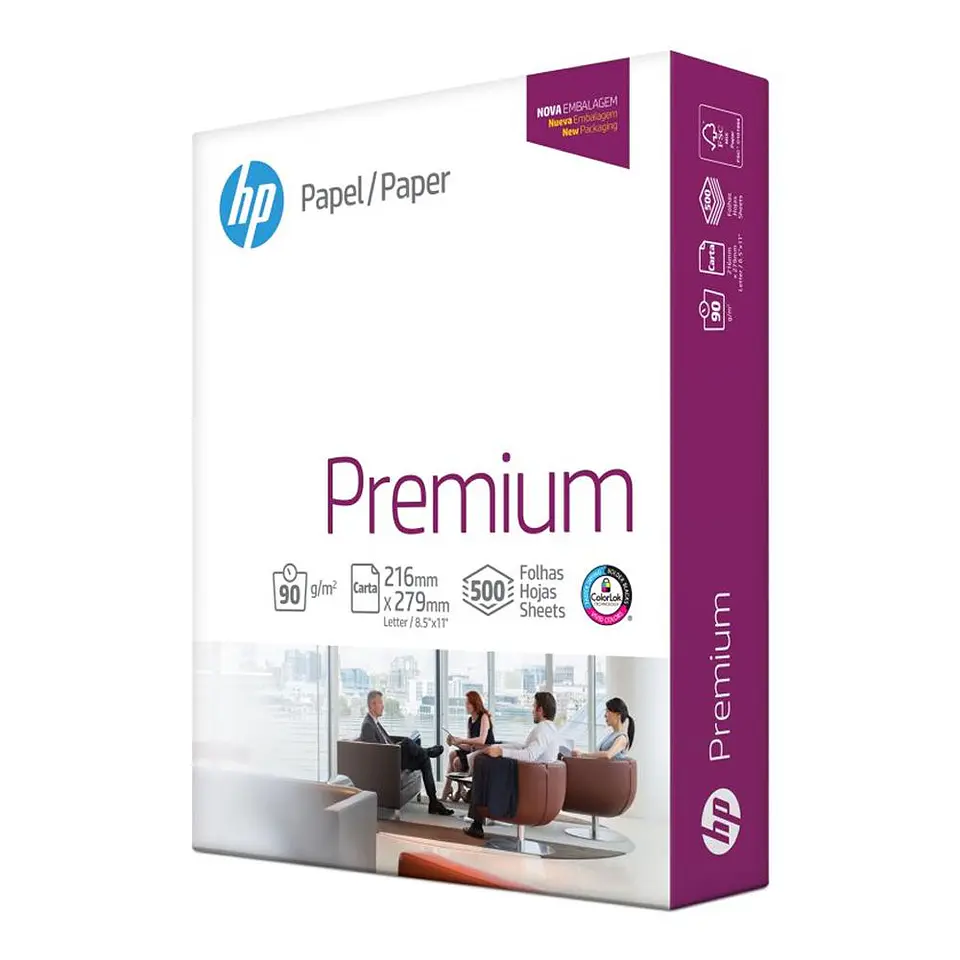 Resma Papel Carta 90 G/m2 500 Hojas Color Blanco HP Premium 3