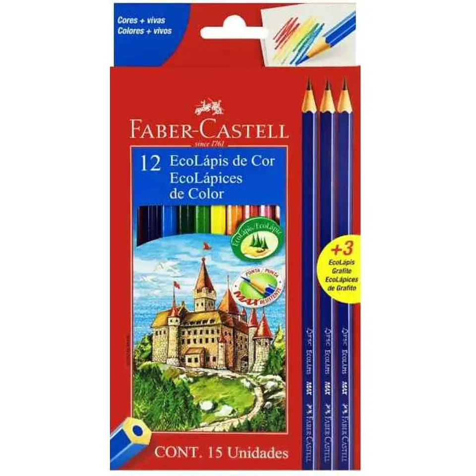 Pack 12 EcoLápiz de Colores + 3 Grafito Faber Castell 1