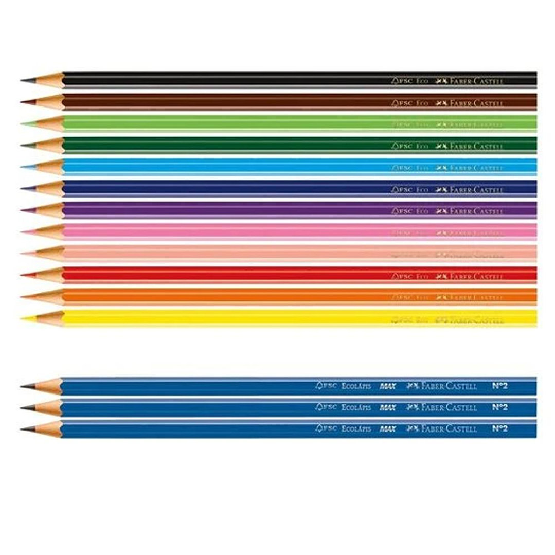 Pack 12 EcoLápiz de Colores + 3 Grafito Faber Castell 3