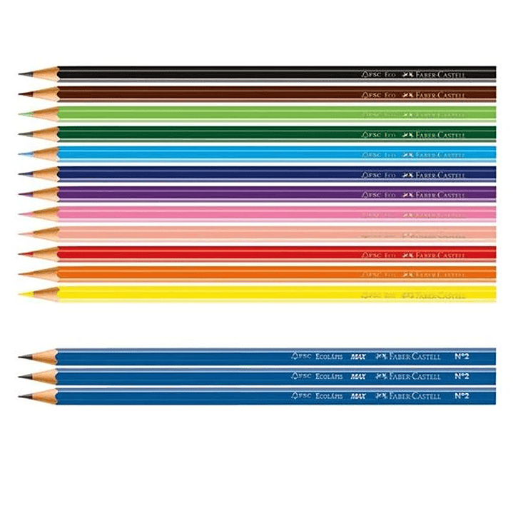 Pack 12 EcoLápiz de Colores + 3 Grafito Faber Castell 3