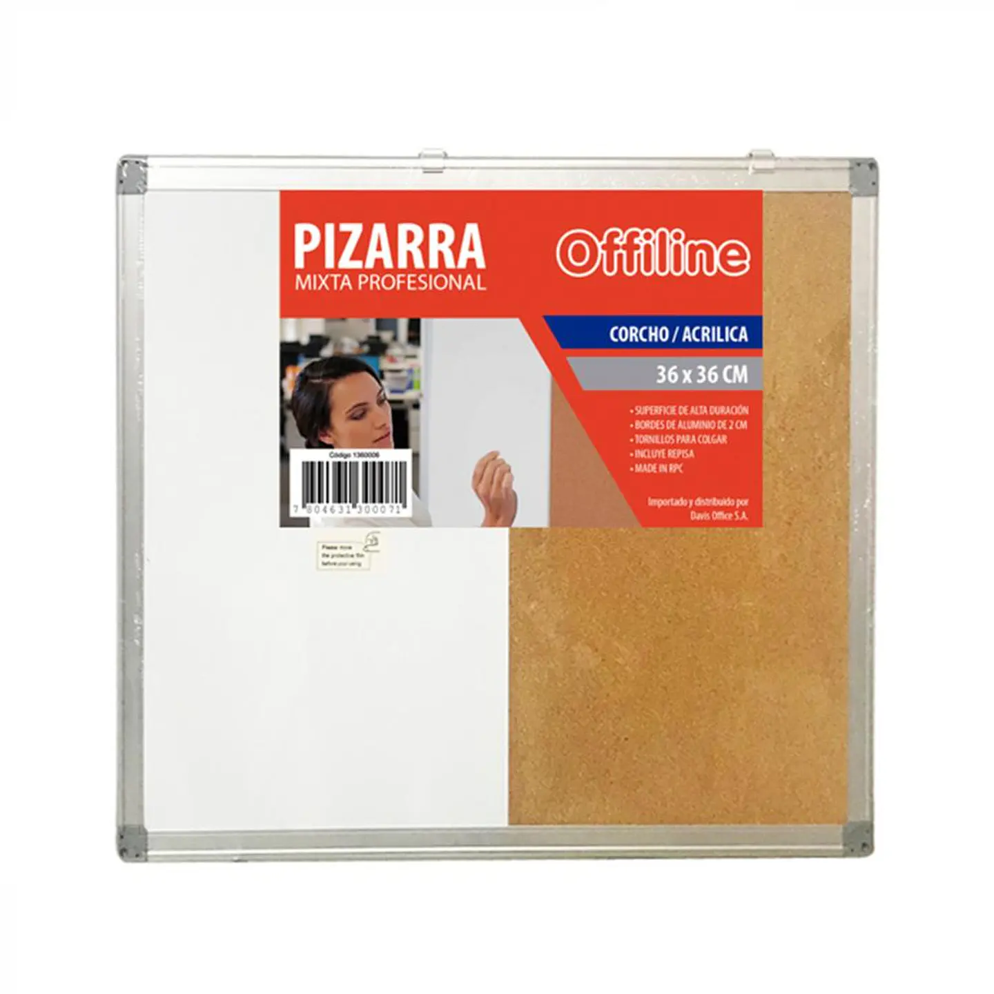 Pizarra Mixta Corcho / Blanca 36x36cm 1