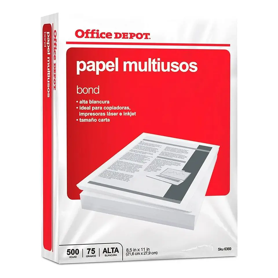 Resma Carta 70 G/m2 500 Hojas Color Blanco OfficeDepot 1