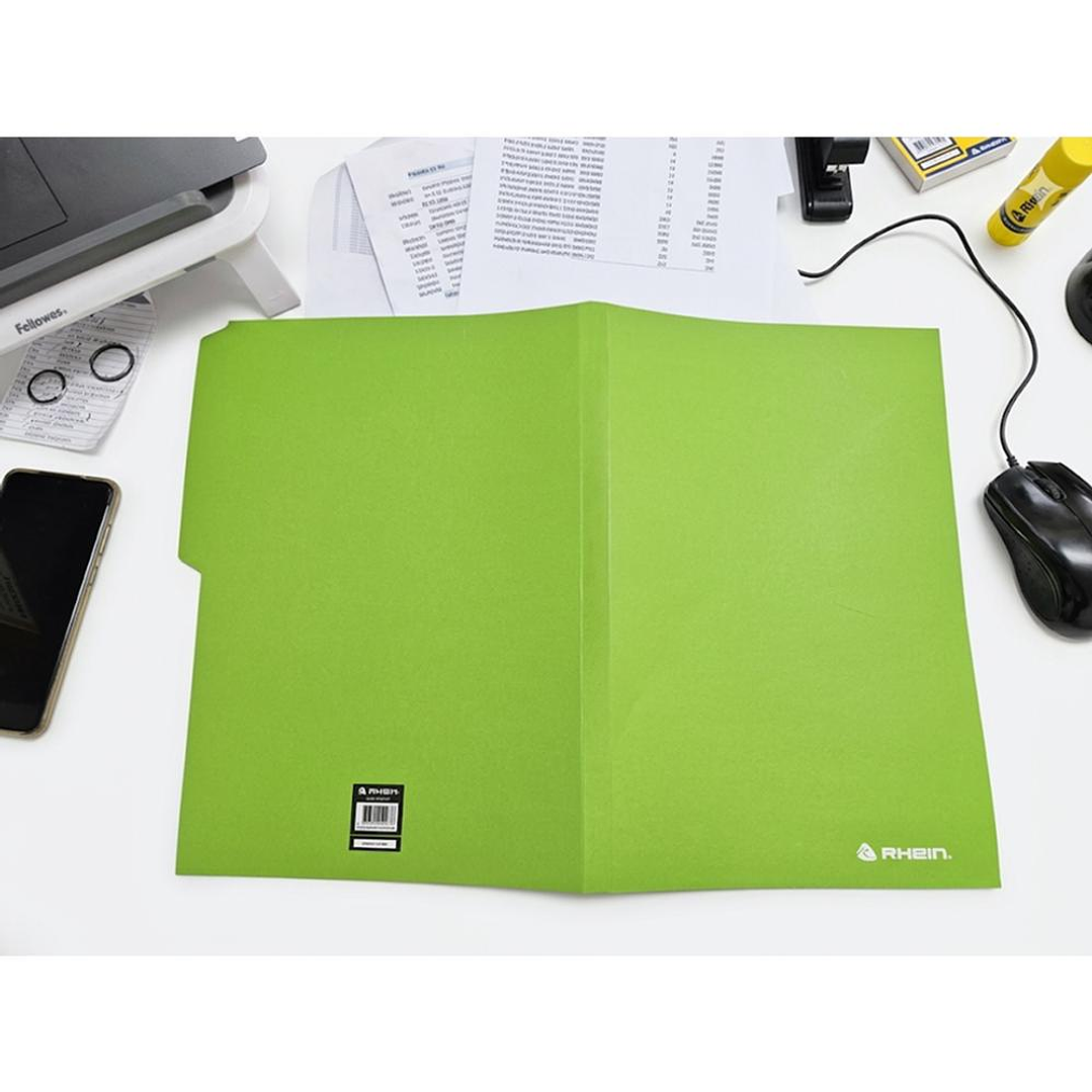 Pack 100 Carpetas Cartulina Con Pestaña Oficio Verde Sin Bolsillo Rhein 4