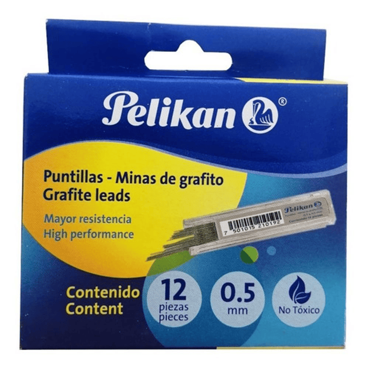 Pack 12 Puntillas / Minas para Portaminas 0.5mm HB Grafito Pelikan 1