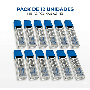 Pack 12 Puntillas / Minas para Portaminas 0.5mm HB Grafito Pelikan