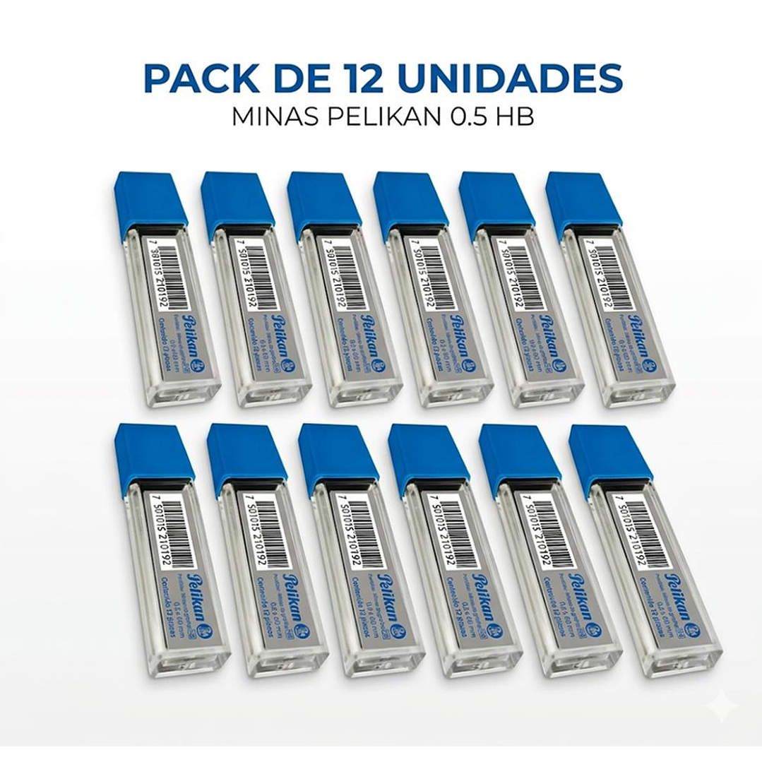 Pack 12 Puntillas / Minas para Portaminas 0.5mm HB Grafito Pelikan 2