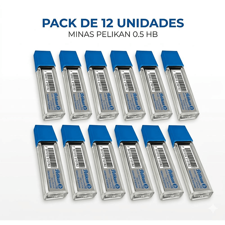 Pack 12 Puntillas / Minas para Portaminas 0.5mm HB Grafito Pelikan 2