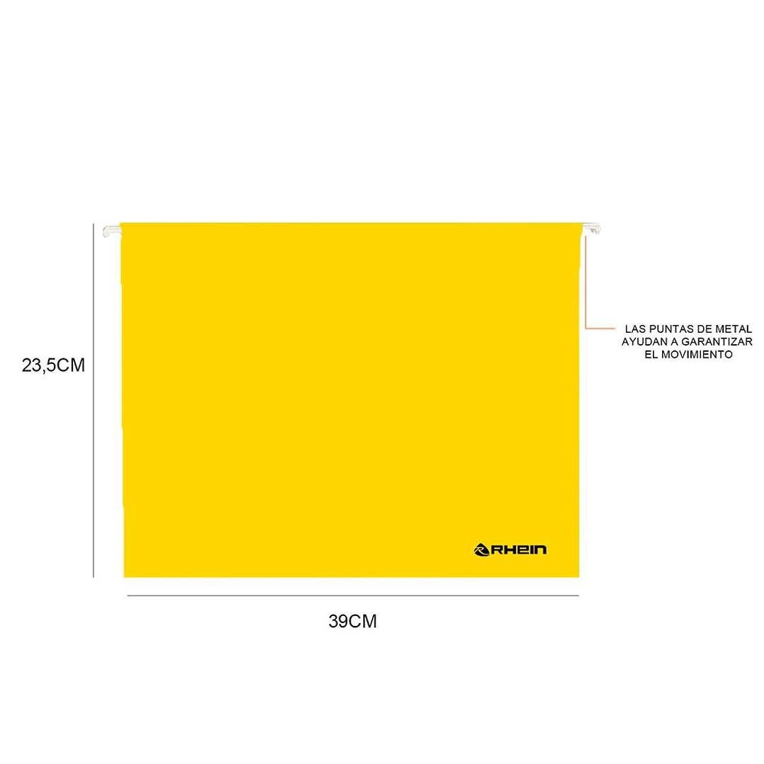 Pack 25 Carpeta Colgante Cartulina Oficio Amarillo Rhein 3