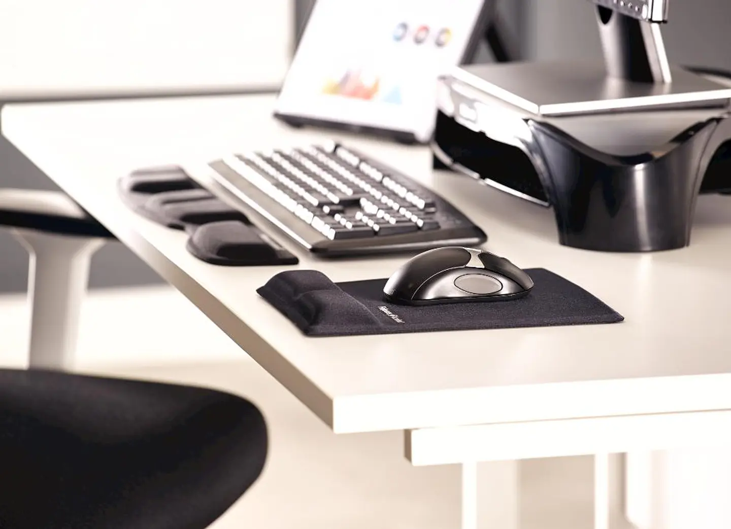 Mouse Pad Reposa / Apoya Muñecas Negro Hilado 3
