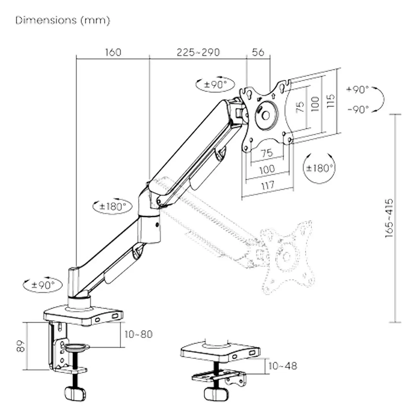 Soporte de Monitor A Gas para Escritorio de 17