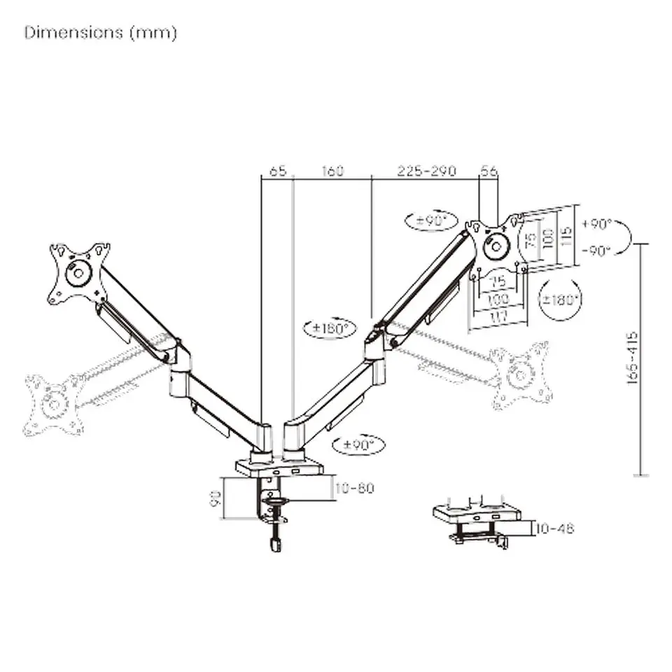Soporte Monitor a Gas 2 Brazos Escritorio de 17