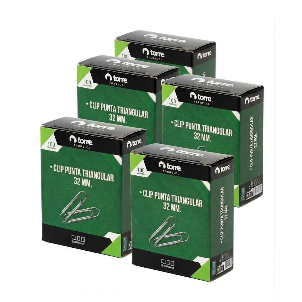 Pack 5 Clips N1 Punta Triangular 33Mm Torre 100un