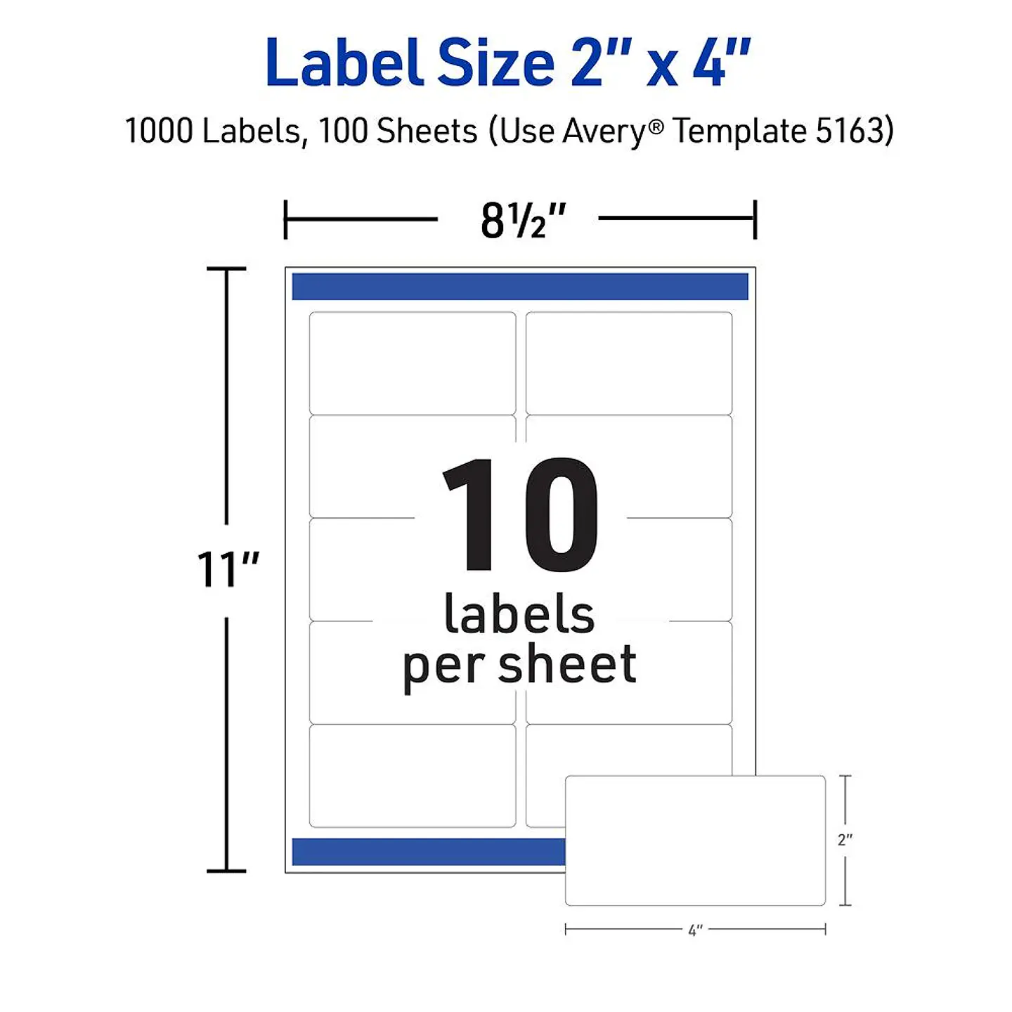 1000 Etiquetas Adhesivas Avery Laser 51x102 mm Blanca 100hjs 2