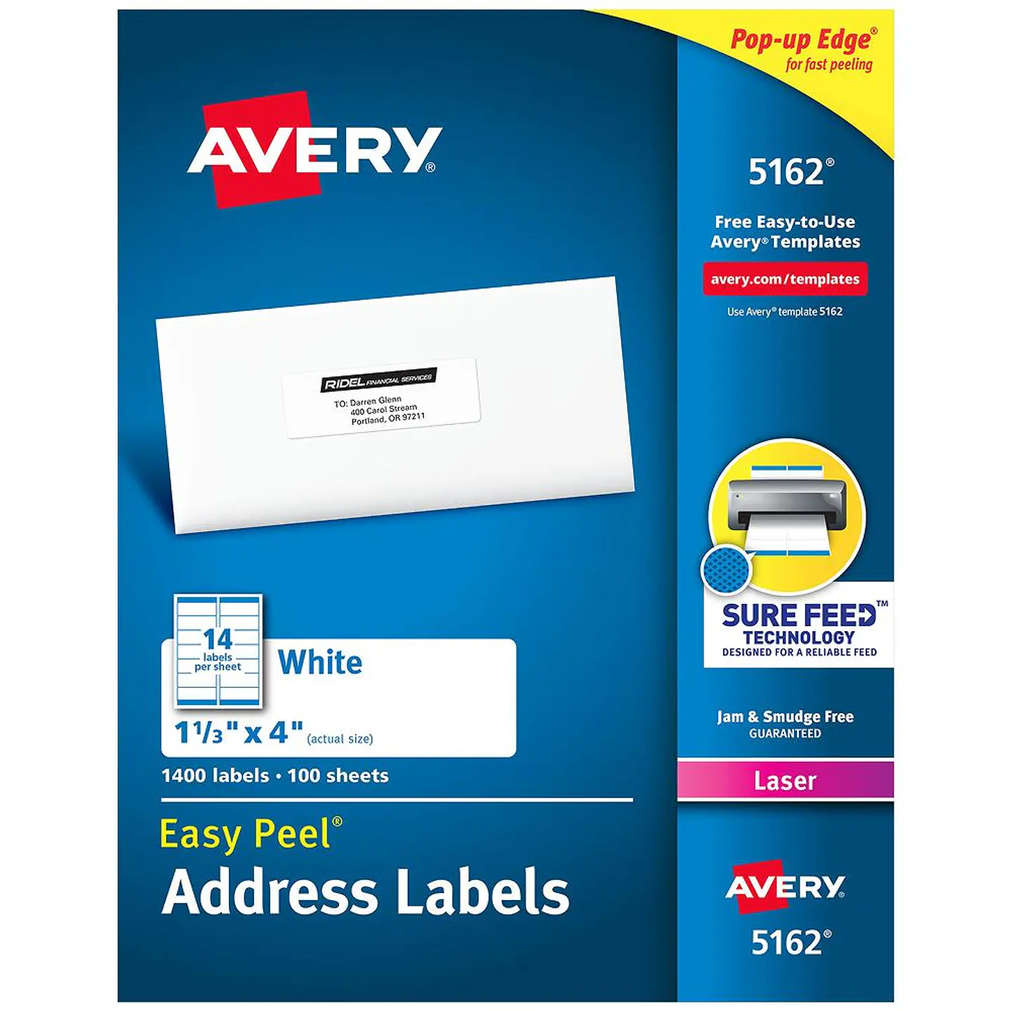 1400 Etiquetas Adhesivas Avery Laser 34x102 mm Blanca 100hjs 1
