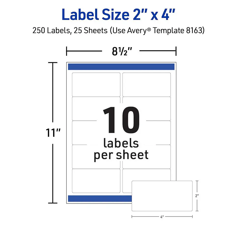 250 Etiquetas Adhesivas Avery Inkjet 50x100 mm Blanca 25hjs 2