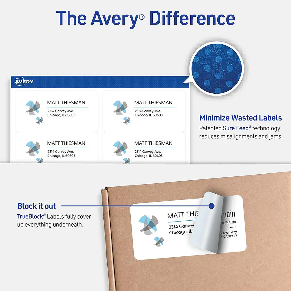 250 Etiquetas Adhesivas Avery Inkjet 50x100 mm Blanca 25hjs 4