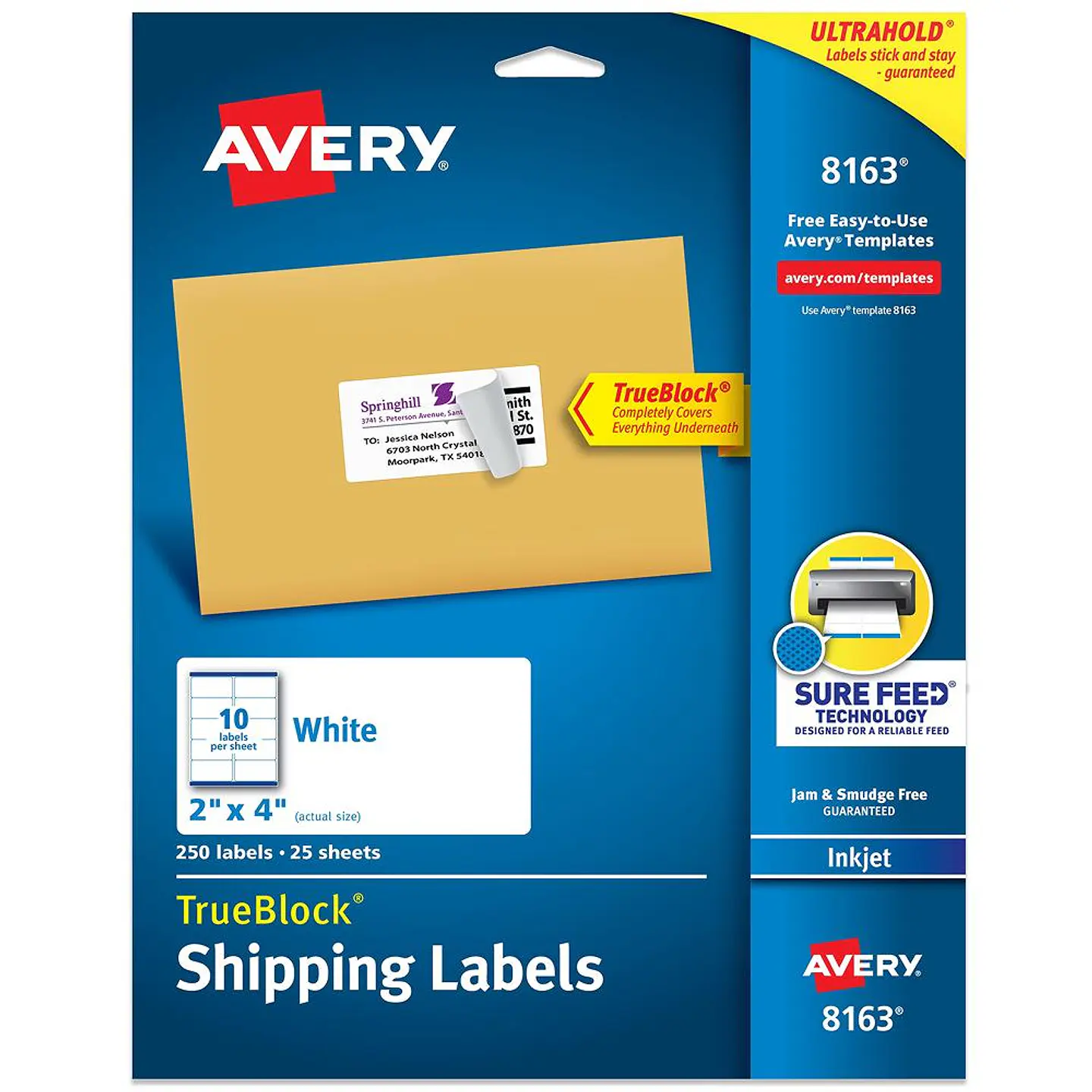 250 Etiquetas Adhesivas Avery Inkjet 50x100 mm Blanca 25hjs 8