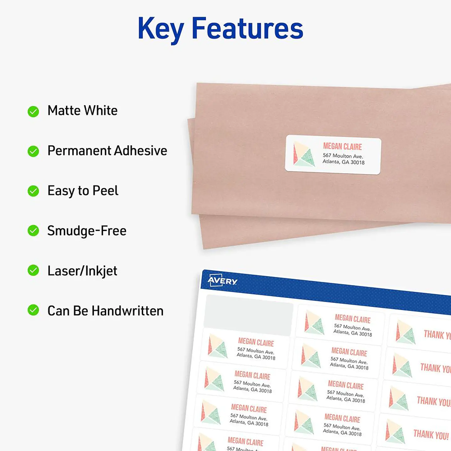 300 Etiquetas Adhesivas Avery Laser/Inkjet 25x67 mm 10hjs 3