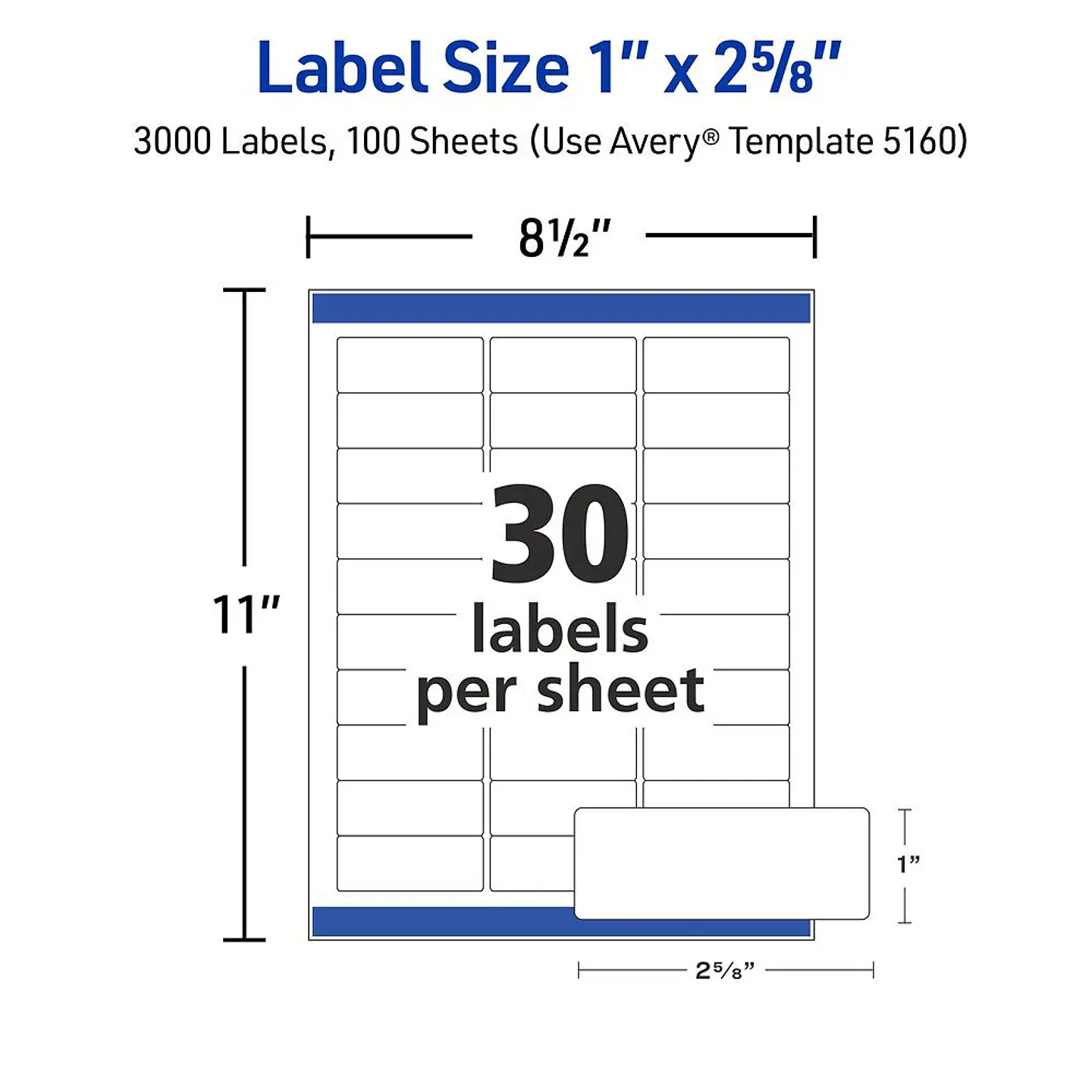 3000 Etiquetas Adhesivas Avery Laser 25x67 mm Blanca 100hjs 2