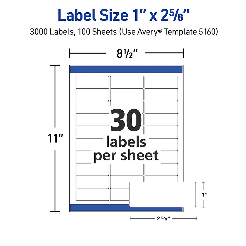 3000 Etiquetas Adhesivas Avery Laser 25x67 mm Blanca 100hjs 2
