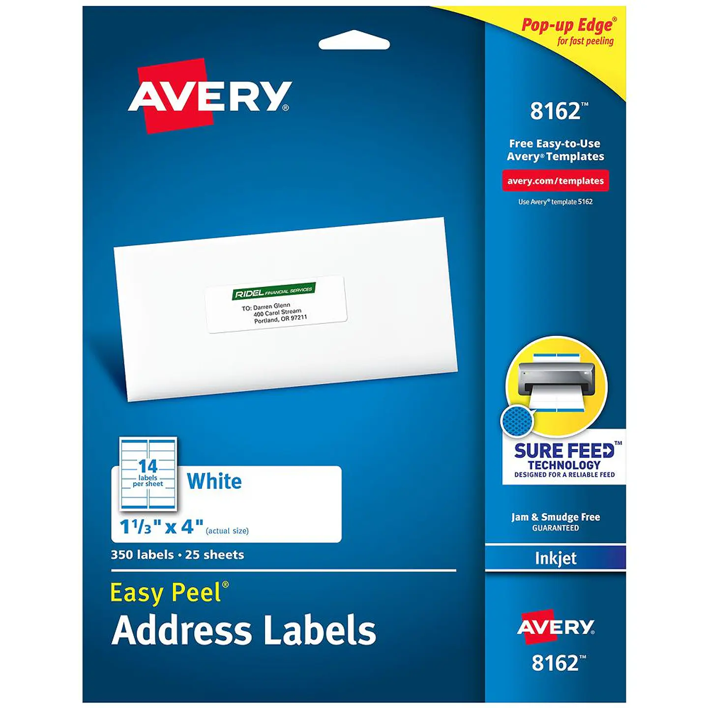 350 Etiquetas Adhesivas Avery Inkjet 34x102 mm Blanca 25hjs 1