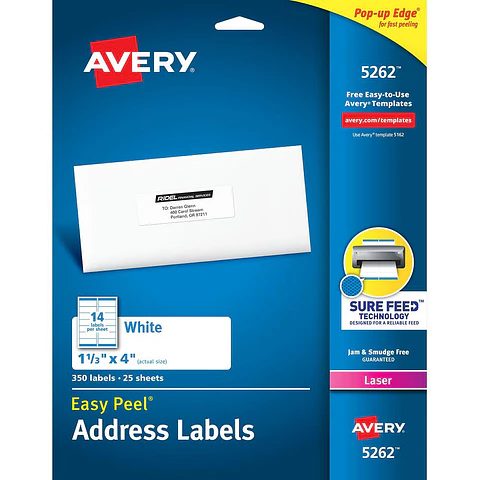350 Etiquetas Adhesivas Avery Laser 34x102 mm Blanca 25hjs