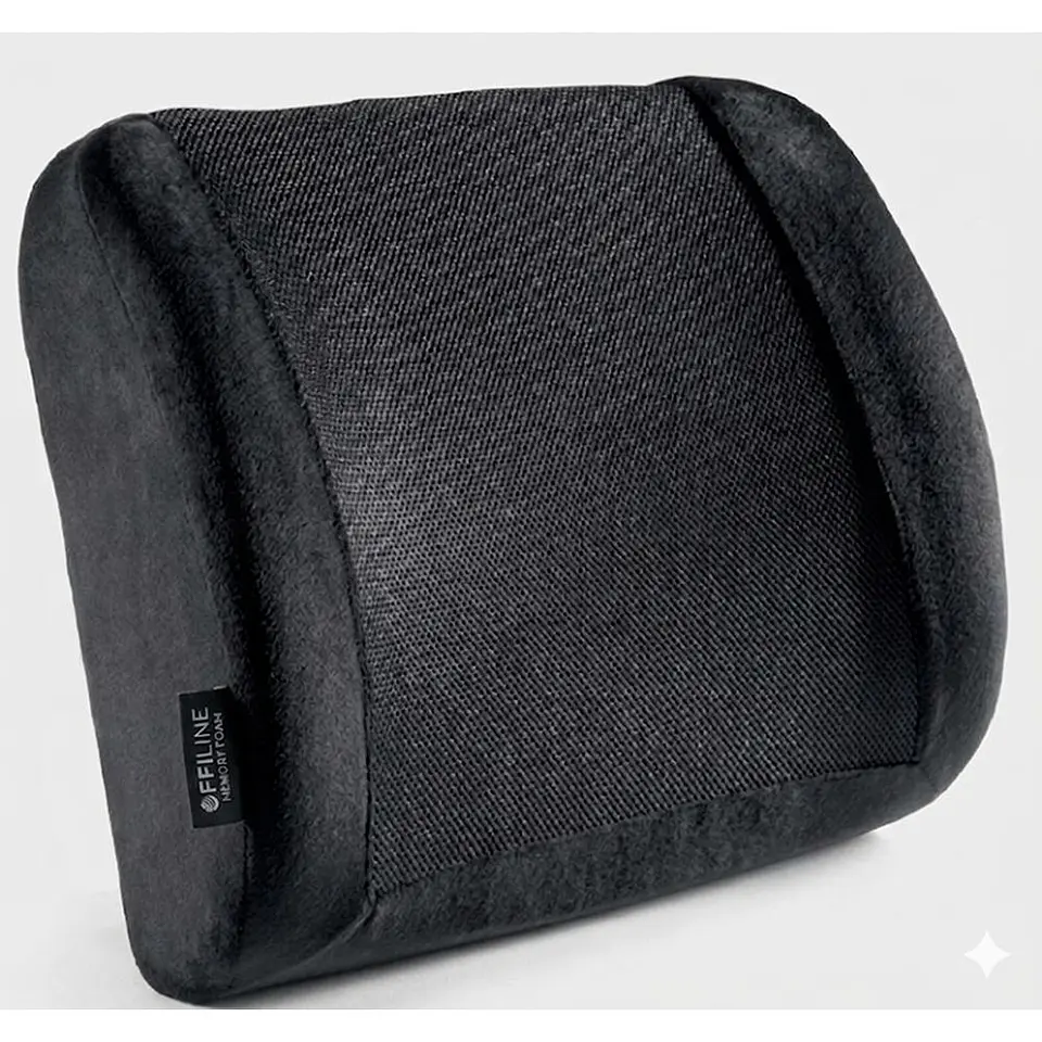 Cojín Respaldo Lumbar Viscoelástico Ergonómico Silla Oficina Negro 1