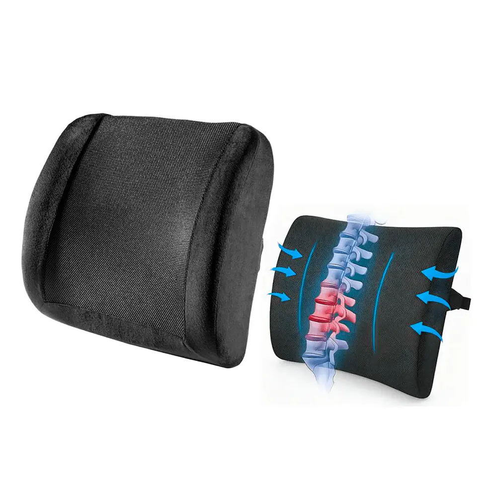 Cojín Respaldo Lumbar Viscoelástico Ergonómico Silla Oficina Negro 2