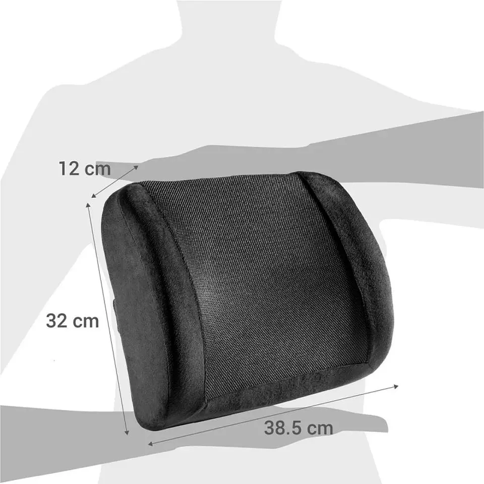 Cojín Respaldo Lumbar Viscoelástico Ergonómico Silla Oficina Negro 3