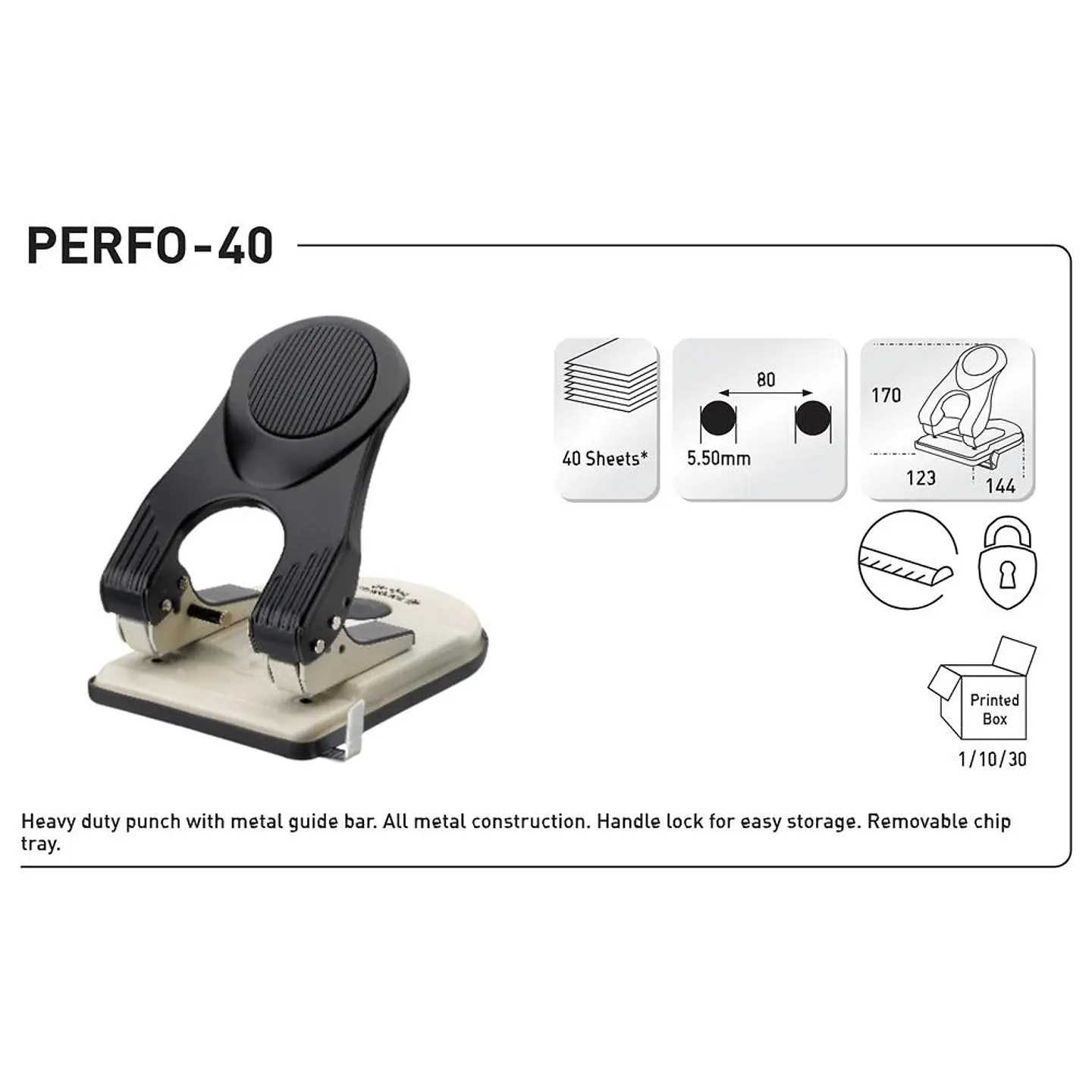 Perforadora Metal 40 hojas Kangaro Roja 3