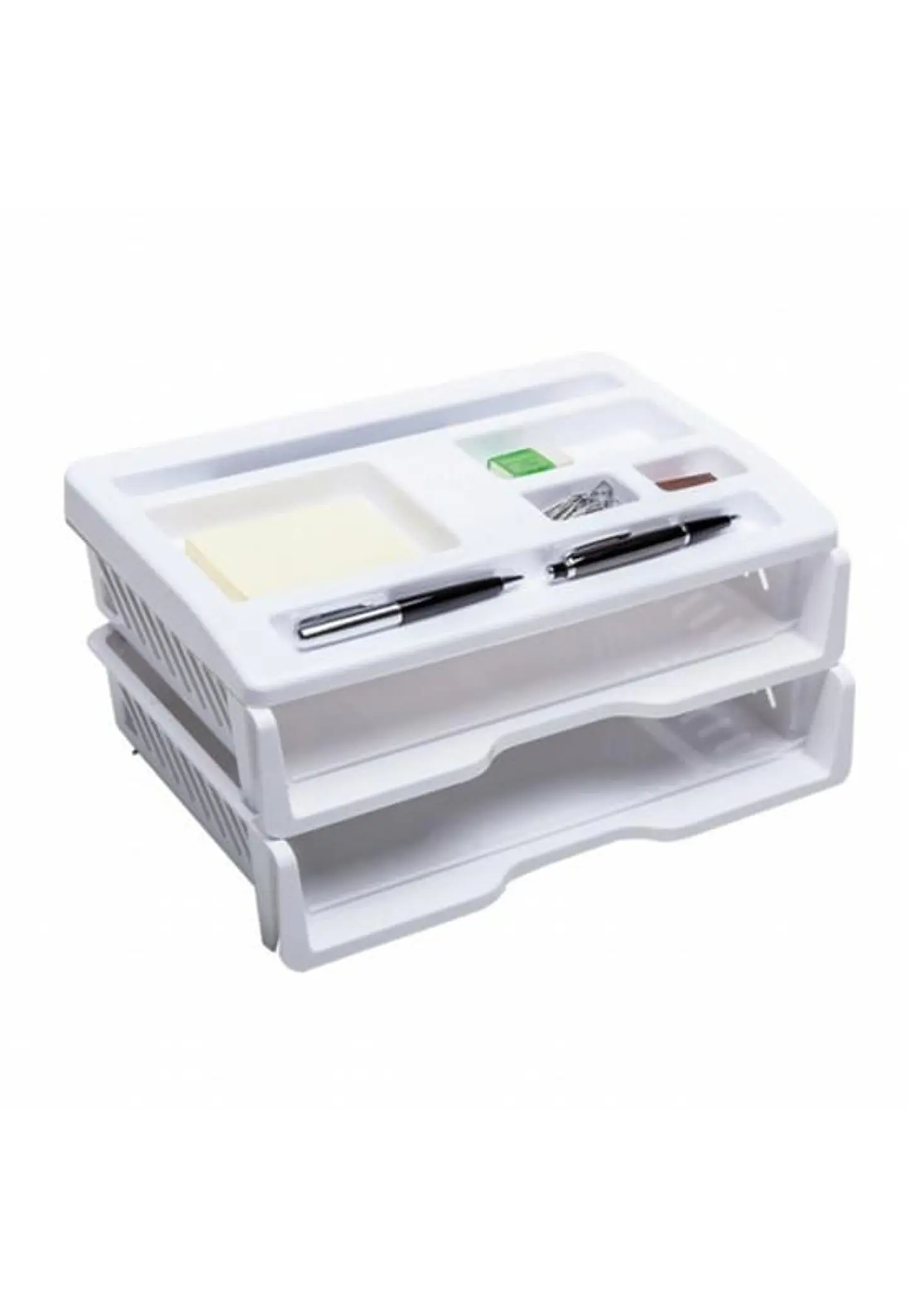 Bandeja Organizador Papeles Doble Blanca 1