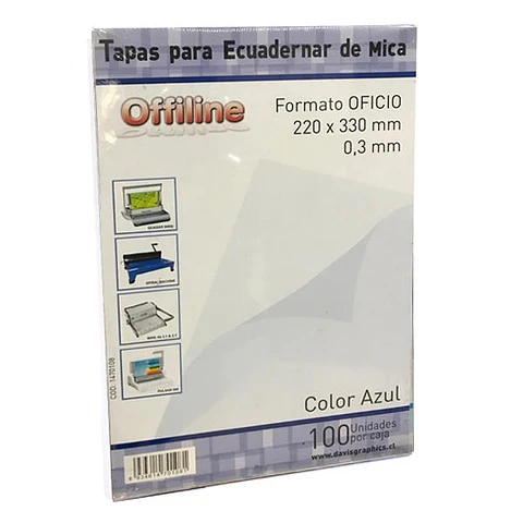 Tapa para encuadernar Mica Azul Oficio 100 Unidades