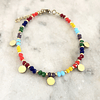 Pulsera cristales de colores con círculos bañada en oro 16cm alargue 3cm BB00148