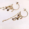 Aros argolla con cadena y estrellas bañados en oro 73mm BE00220
