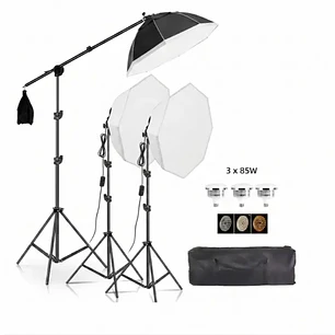 Iluminus IL-YX-DP03 Kit 3 Luces Bicolor Con Softbox y Jirafa