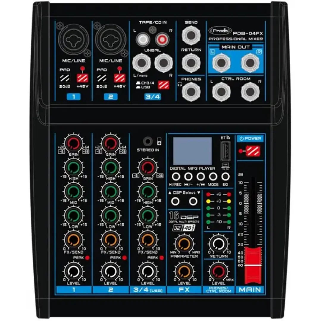 ProDb PDB 04FX Consola 4 Canales Con FX 1